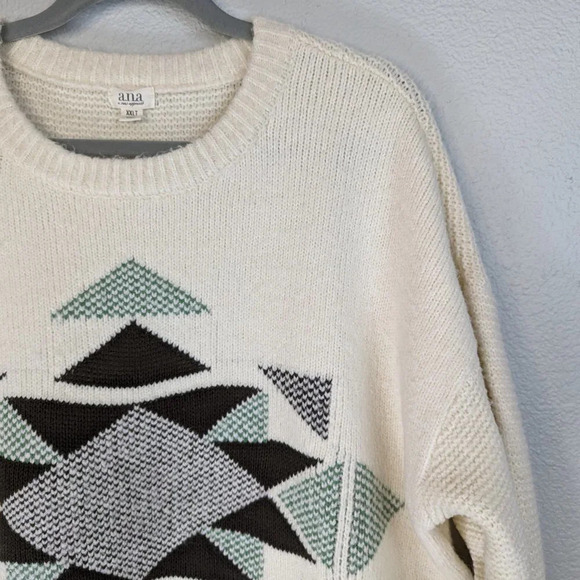 A.N.A. Women's Multicolored Knit Quilt Pattern Sweater Size XXLT - Picture 4 of 9